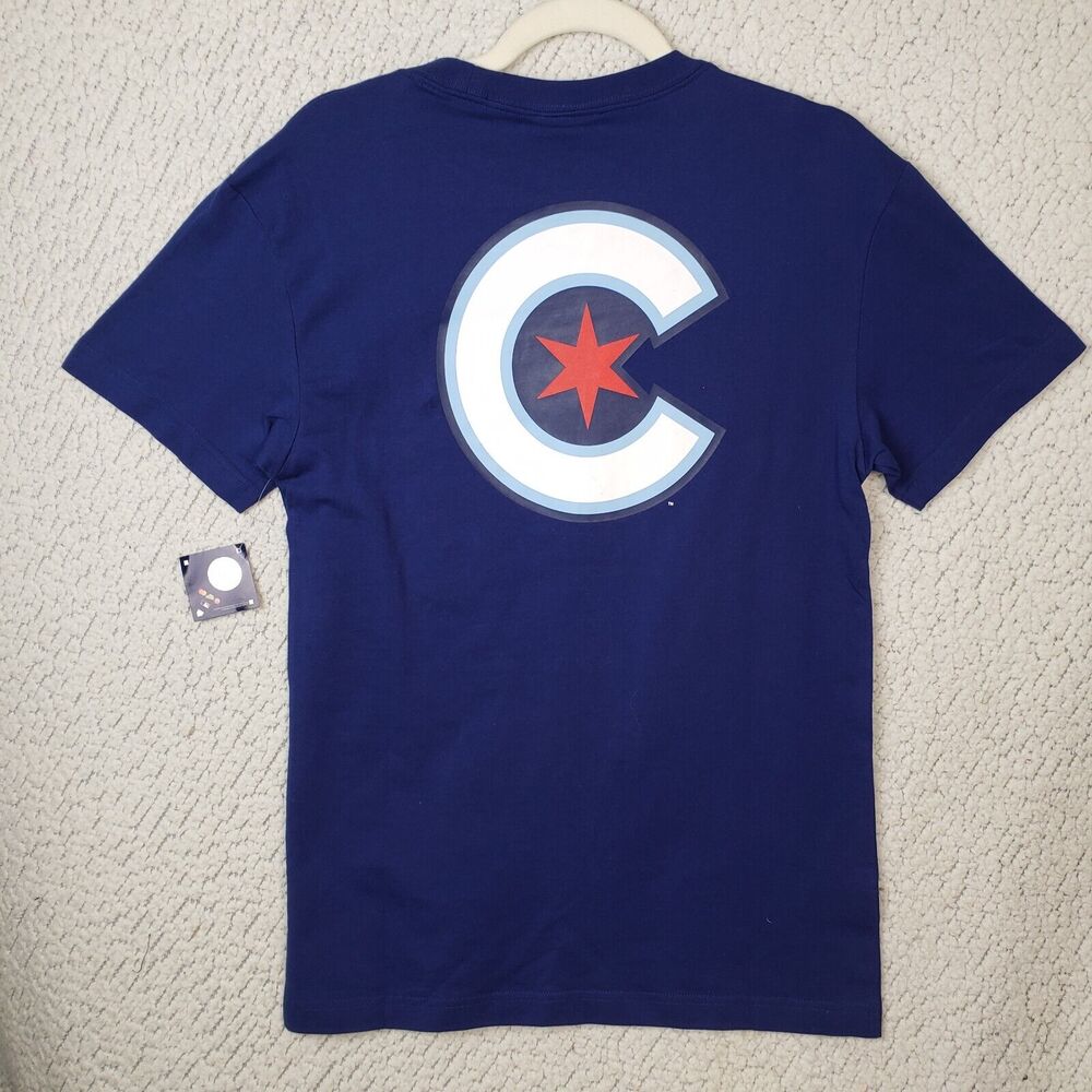Mitchell Ness Chicago Cubs Wrigleyville Tee Mens S Blue MLB City Connect Y2K - Picture 2 of 12
